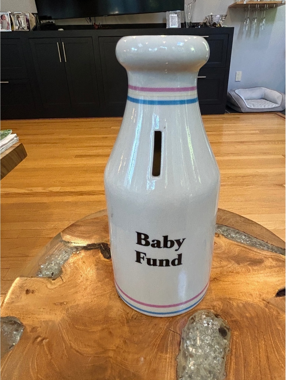 Ceramic Baby Fund Milk Bottle Bank with Large Slot